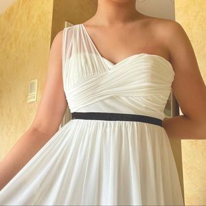 One shoulder white dress